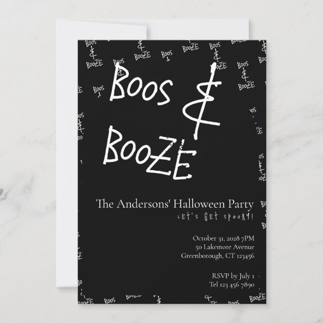 Invitación Fiesta de Halloween de Fantasmas y Licor (Anverso)