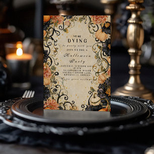 Invitación Fiesta de Halloween de Floral Oscuro Elegante