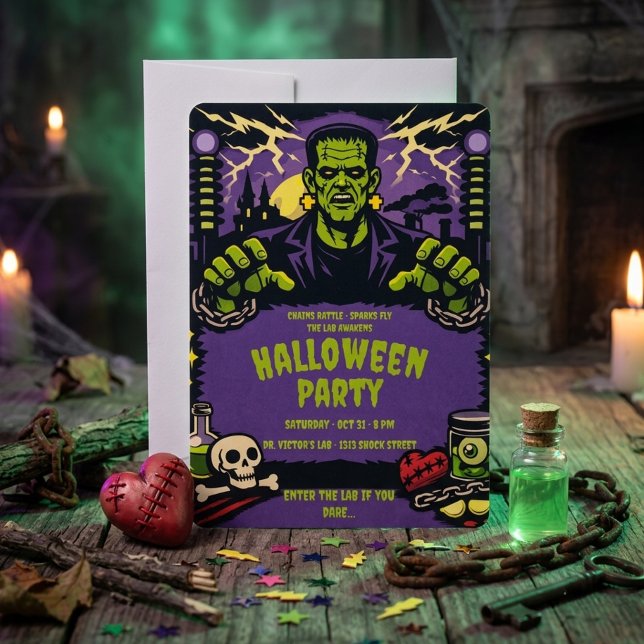 Invitación Fiesta de Halloween de Frankenstein (Subido por el creador)