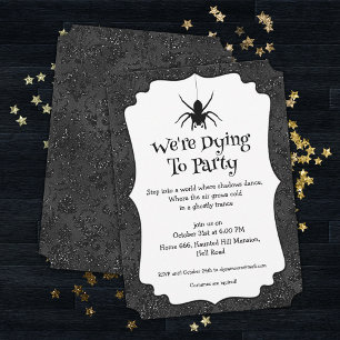 Invitación Fiesta de Halloween de gótico brillante floral neg