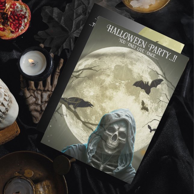 Invitación Fiesta de Halloween de Grim Reaper (Grim Reaper Halloween Party Invitation)