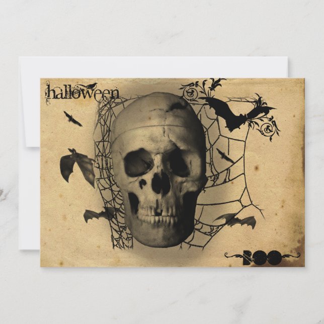 Invitación Fiesta de Halloween de Grunge Skull (Anverso)