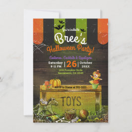 Invitación Fiesta de Halloween de juguetes antiguos embrujado