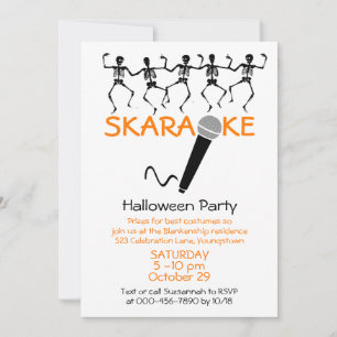 Invitación Fiesta de Halloween de Karaoke Esqueletos Bailarin