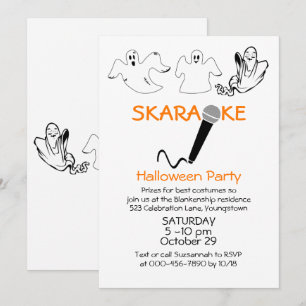 Invitación Fiesta de Halloween de Karaoke Fantasmas Felices P