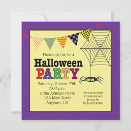 Invitación Fiesta de Halloween de la araña corta