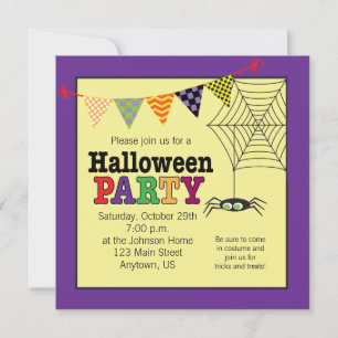 Invitación Fiesta de Halloween de la araña corta