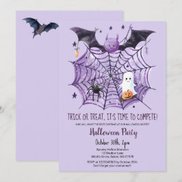 Invitación Fiesta de Halloween de la Bat Spider de la Calabaz