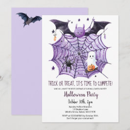 Invitación Fiesta de Halloween de la Bat Spider de la Calabaz