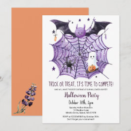 Invitación Fiesta de Halloween de la Bat Spider de la Calabaz