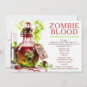 Invitación Fiesta de Halloween de la Botica de Sangre de Zomb