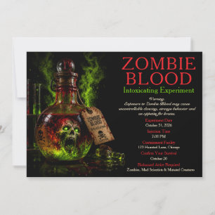 Invitación Fiesta de Halloween de la Botica de Sangre de Zomb