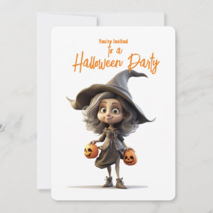 Invitación Fiesta de Halloween de la Bruja Cuta Big Eye