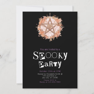 Invitación Fiesta de Halloween de la Bruja de Pentagram Bohem