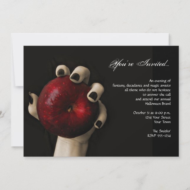 Invitación Fiesta de Halloween de la Bruja Roja de Apple (Anverso)