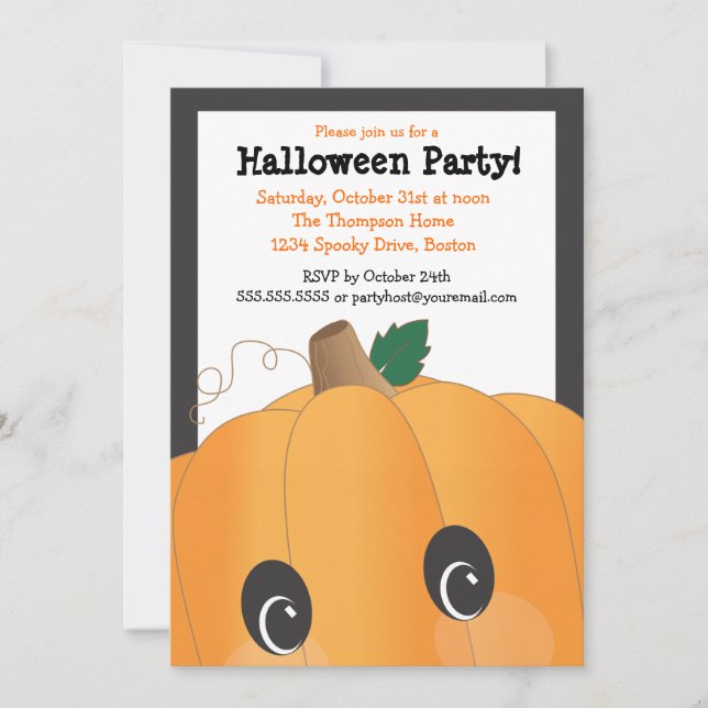 Invitación Fiesta de Halloween de la cabeza de la calabaza cu (Anverso)