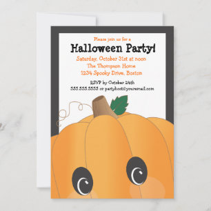 Invitación Fiesta de Halloween de la cabeza de la calabaza cu