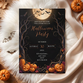 Invitación Fiesta de Halloween de la Calabaza de Luna Oscura