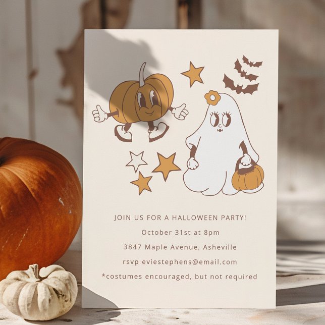 Invitación Fiesta de Halloween de la Calabaza Retro de Cute G (Subido por el creador)