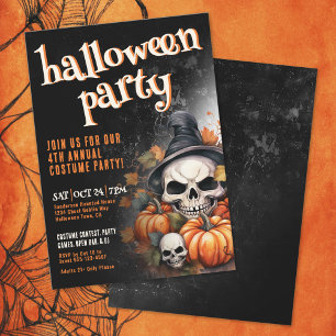 Invitación Fiesta de Halloween de la Calavera de Calabaza