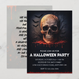 Invitación Fiesta de Halloween de la Calavera Sangrienta