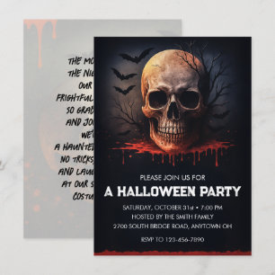 Invitación Fiesta de Halloween de la Calavera Sangrienta