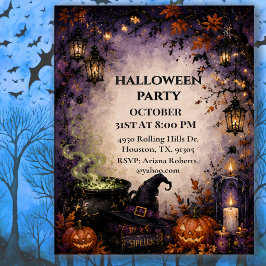Invitación Fiesta de Halloween de la Caldera de la Bruja