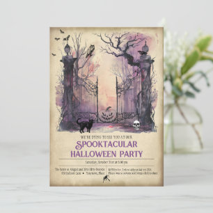 Invitación Fiesta de Halloween de la entrada gótica de acuare