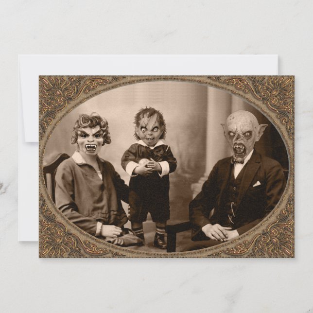 Invitación Fiesta de Halloween de la familia de vampiros zomb (Anverso)