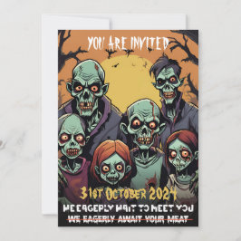 Invitación Fiesta de Halloween de la familia de zombis divert