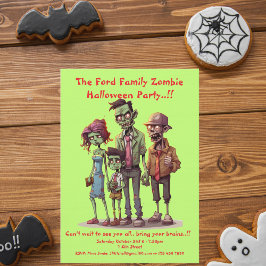 Invitación Fiesta de Halloween de la Familia Zombie para Niño