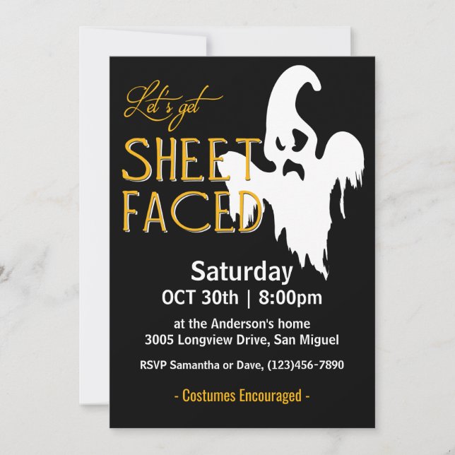 Invitación Fiesta de Halloween de la hoja (Anverso)