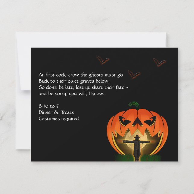Invitación Fiesta de Halloween de la linterna y del (Anverso)