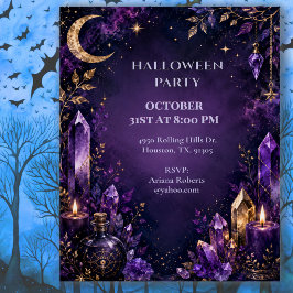 Invitación Fiesta de Halloween de la Luna de Cristal Mística