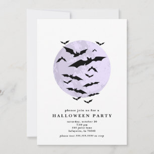 Invitación Fiesta de Halloween de la Luna llena de murciélago