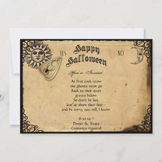 Invitación Fiesta de Halloween de la Mesa de Espíritu (Anverso)