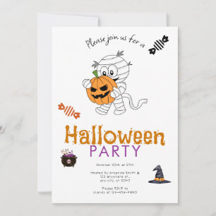 Invitación Fiesta de Halloween de la Momia con Jack-O' Lanter