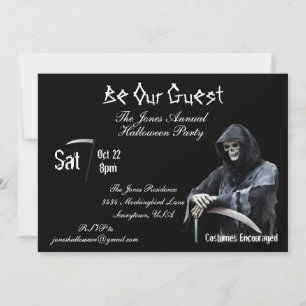 Invitación Fiesta de Halloween de la Muerte del Segador Sinie