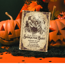 Invitación Fiesta de Halloween de la Pareja de Skeleton Gótic