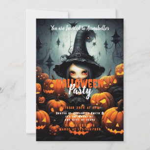 Invitación Fiesta de Halloween de la Rusa Witch Bats