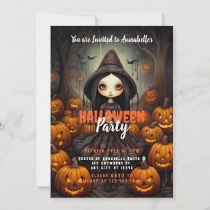 Invitación Fiesta de Halloween de la Rusa Witch Bats
