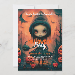Invitación Fiesta de Halloween de la Rusa Witch Bats