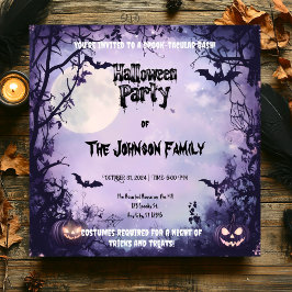 Invitación Fiesta de Halloween de Lavanda Espeluznante - Luna