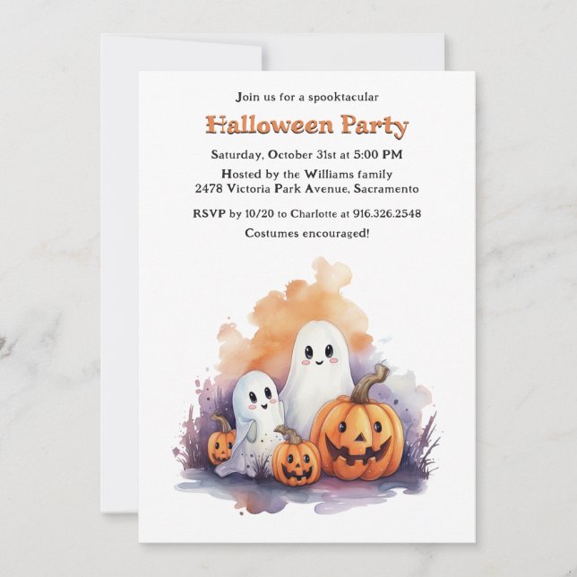 Invitación Fiesta de Halloween de los chicos de las zapatilla (Anverso)