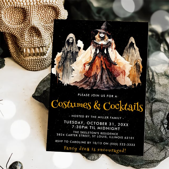 Invitación Fiesta de Halloween de los disfraces y cócteles de (Subido por el creador)