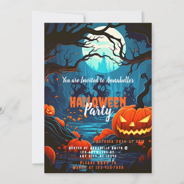 Invitación Fiesta de Halloween de los Farolillos de los Bosqu (Anverso)