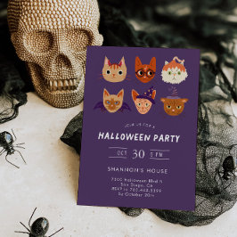 Invitación Fiesta de Halloween de los gatos de disfraces