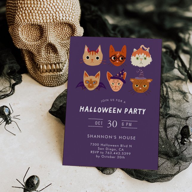 Invitación Fiesta de Halloween de los gatos de disfraces (Subido por el creador)