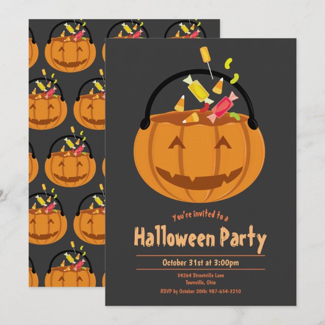 Invitación Fiesta de Halloween de los niños con velas de cala (Anverso / Reverso)