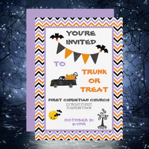 Invitación Fiesta de Halloween de maletero o truco